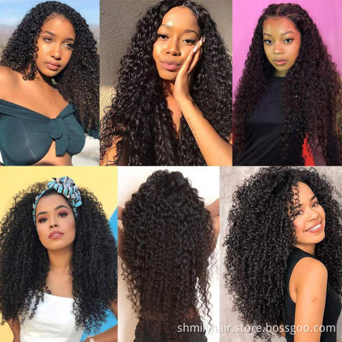 Factory Wholesale 13x6 Front Lace Wigs Kinky Curly 100% Human Virgin Hair Real Mink Malaysian Curly Wig Lace Frontal Human Hair